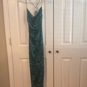 SHEIN Elegant Green Swirl Dress